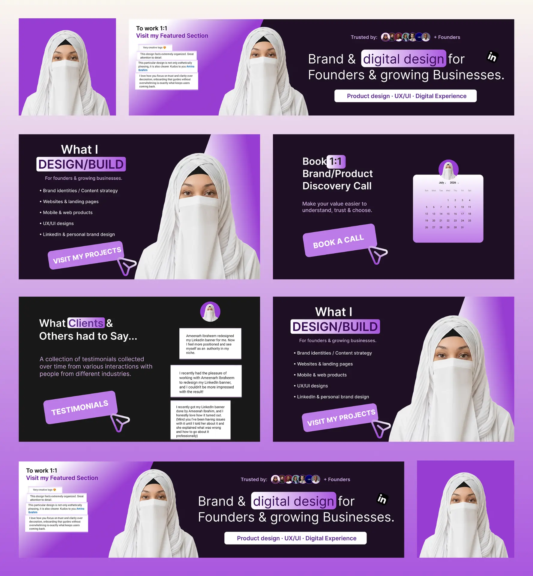Personal brand and LinkedIn design system for a product designer