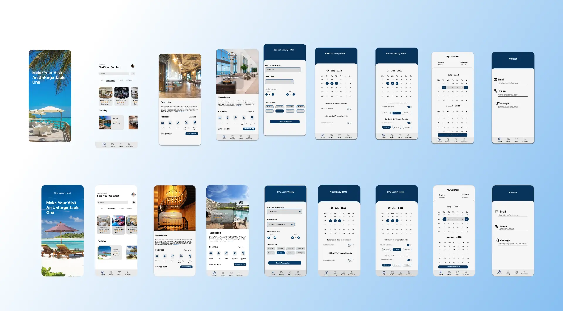 Hotel booking mobile app UI design