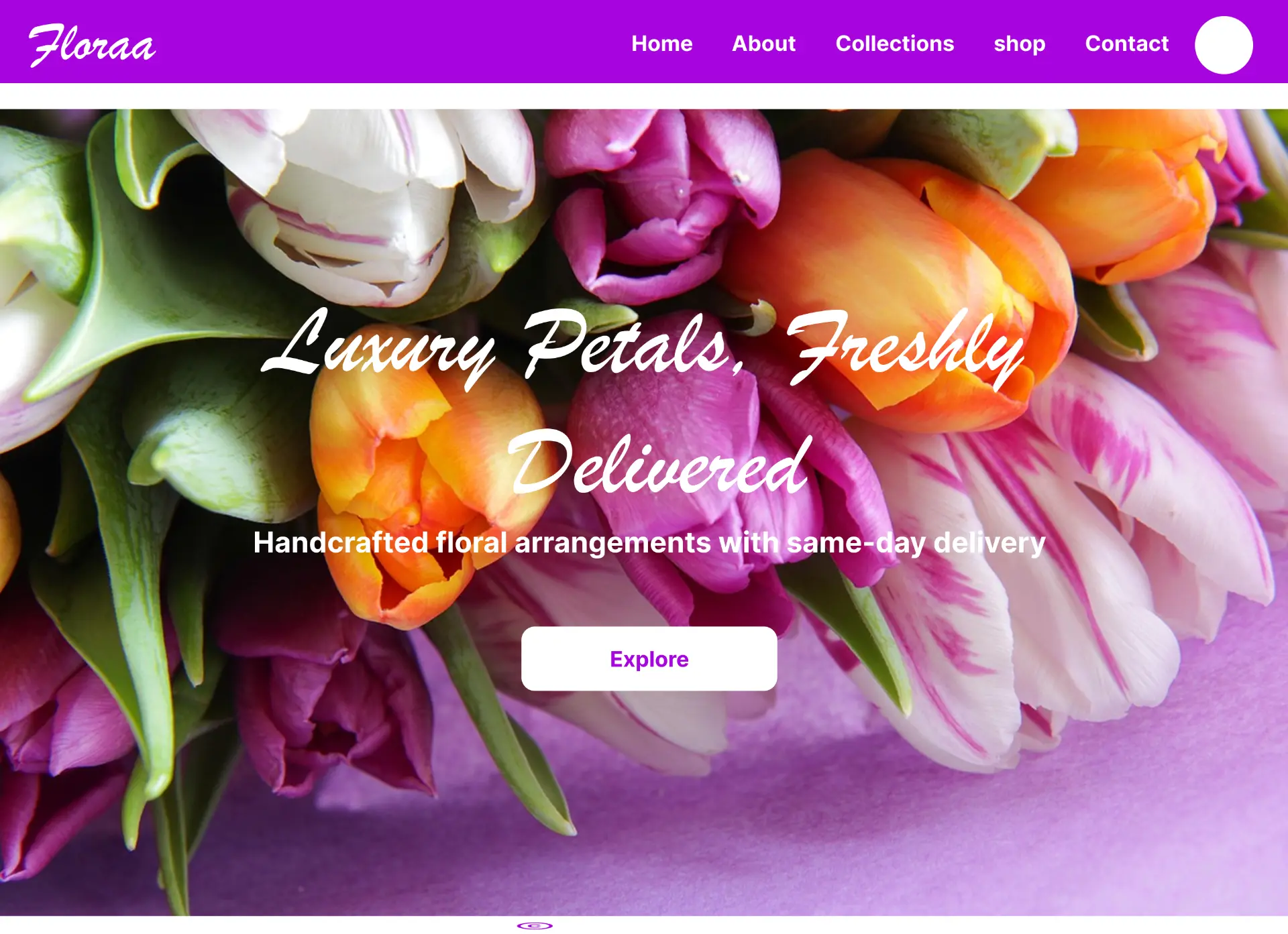 Floraa florist landing page website design