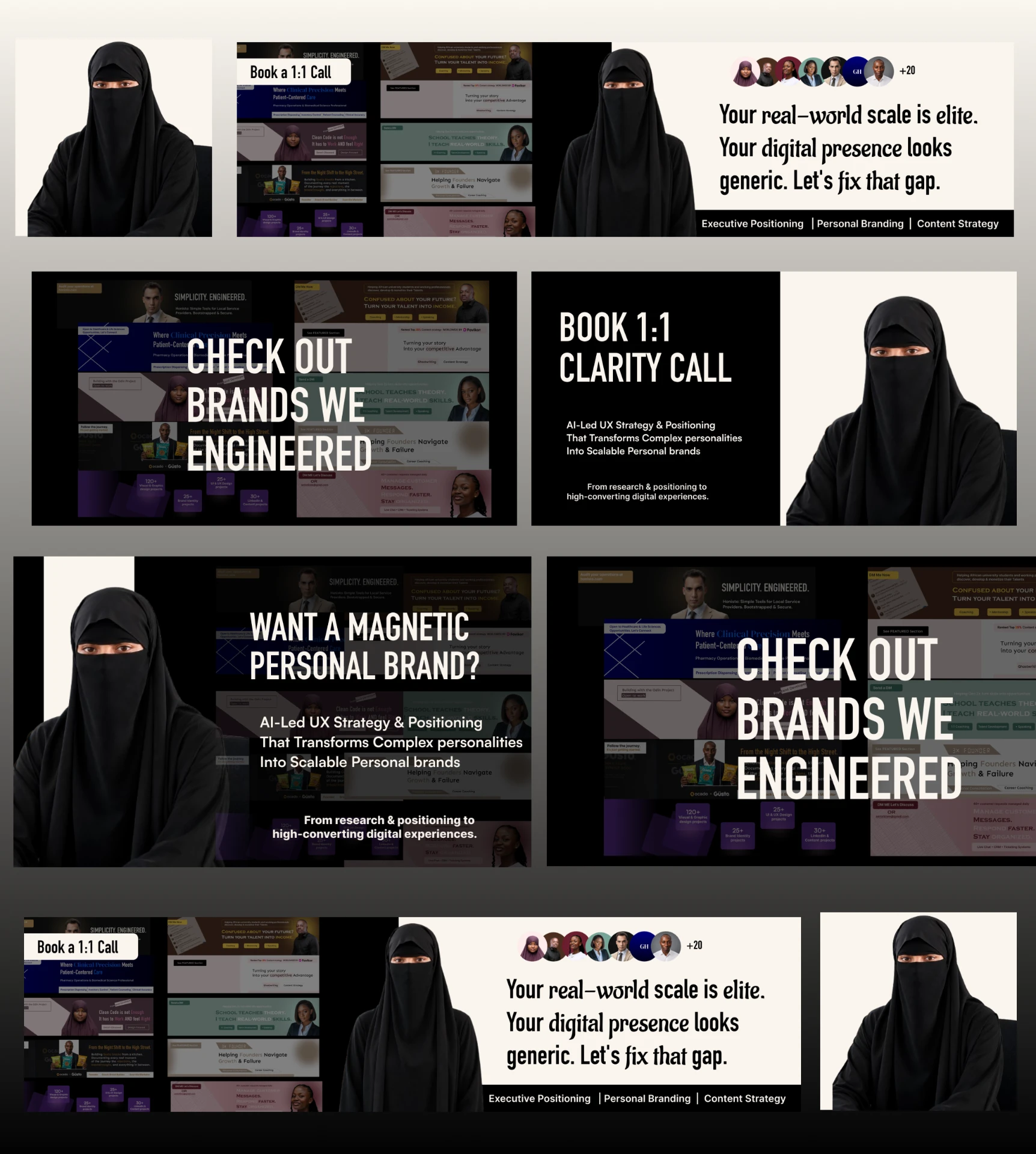 Dark personal brand and LinkedIn banner design system